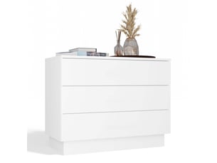 Amber 3s - commode 3 tiroirs - 85x66x40 cm - pour chambre et salon - blanc