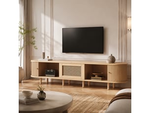 Meuble tv coloris naturel 180 cm <strong>OKMYHOME</strong> <strong></strong>