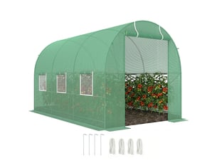 Serre de jardin tunnel 3,5 x 2 m avec structure en acier et bâche en polyéthylène pe 140 gm² verte