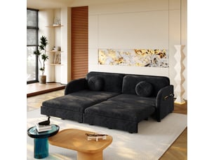 Canapé droit convertible <strong></strong> <strong>Fay Lum</strong> 3 places Tissu noir