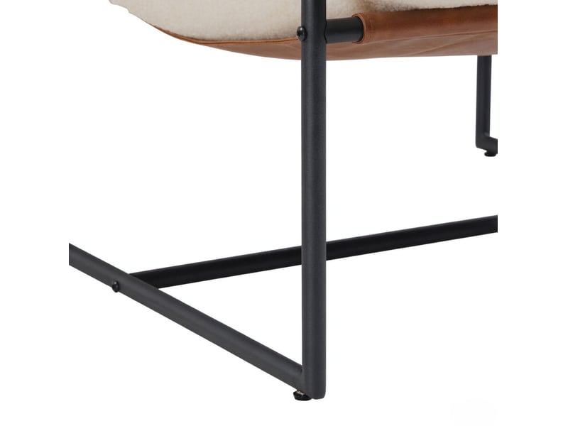  Fauteuil lounge 77x91x80 cm – crème – assise rembourrée en tissu bouclette et structure en acier carbone  - Conforama E