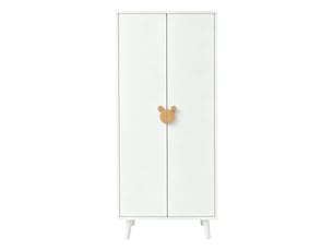 Armoire 70 × 55 × 170 cm blanche, double porte, grands rangements et poignées cartoon.