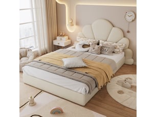 Lit 2 places 140x200 cm <strong>MERAX</strong>  <strong>lit enfant beige</strong> coloris beige