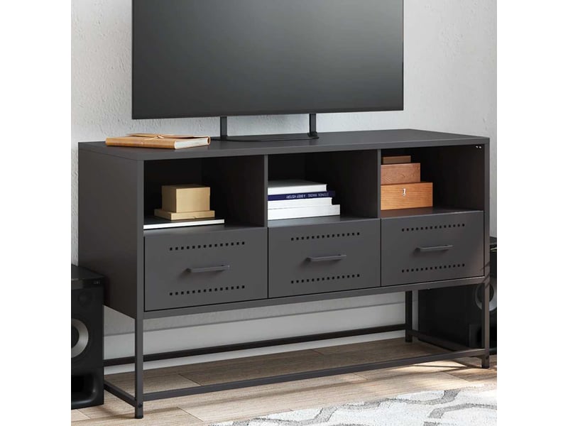  Meuble tv - banc tv - meuble de rangement noir 100,5x39x60,5 cm acier  - Conforama B