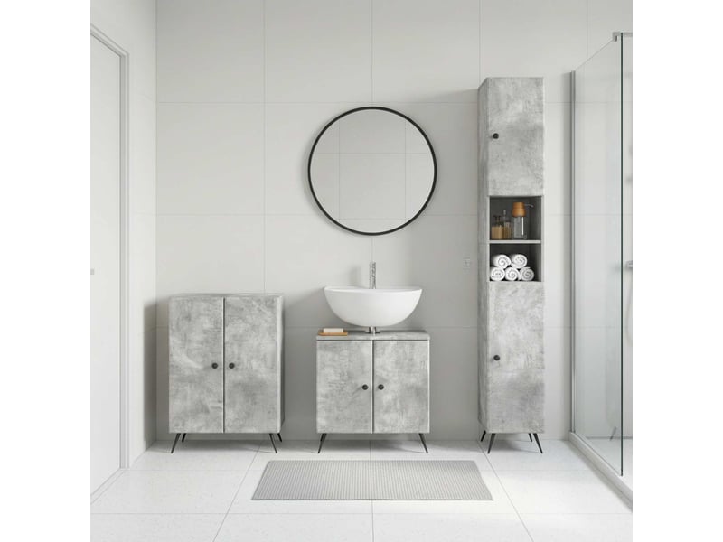 Ensemble de meuble de salle de bain 3 pièces breda gris béton cf63353 - Conforama B