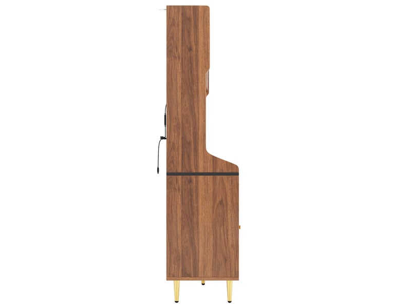  Armoires hautes 145×39×171cm pour le salon, tiroir avec casier à bouteilles, buffet salle a manger avec éclairage led, couleur noyer  - Conforama C