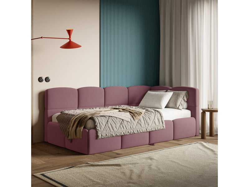  Selsey cloudy - lit rembourré - 170x185 cm - velours rose - côté droit Cloudy - Conforama C