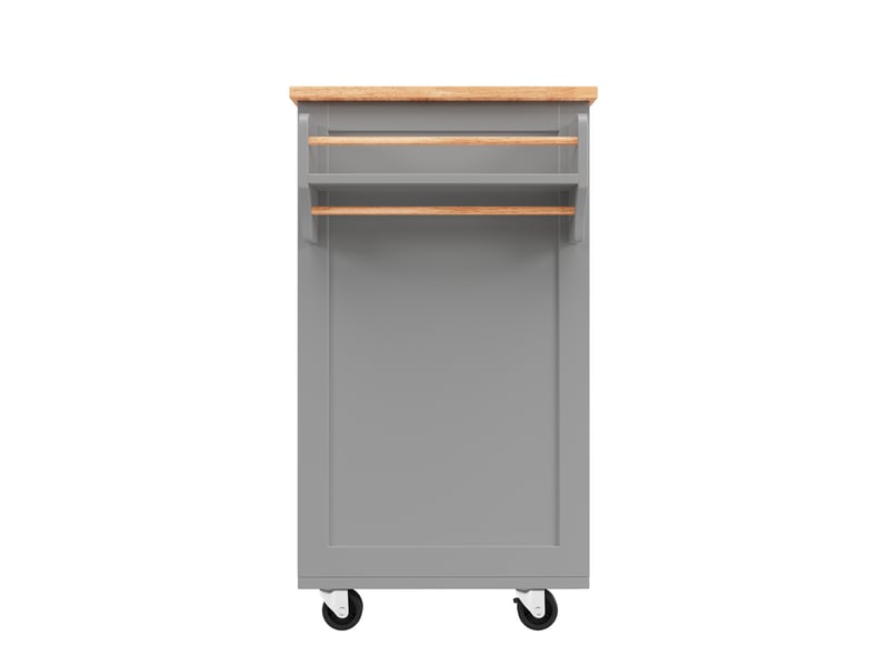  Îlot de cuisine gris desserte à roulettes buffet avec rangement plateau mdf effet bois 102x45x92cm  - Conforama D