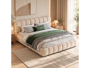 Lit coffre 140x190 cm coloris beige