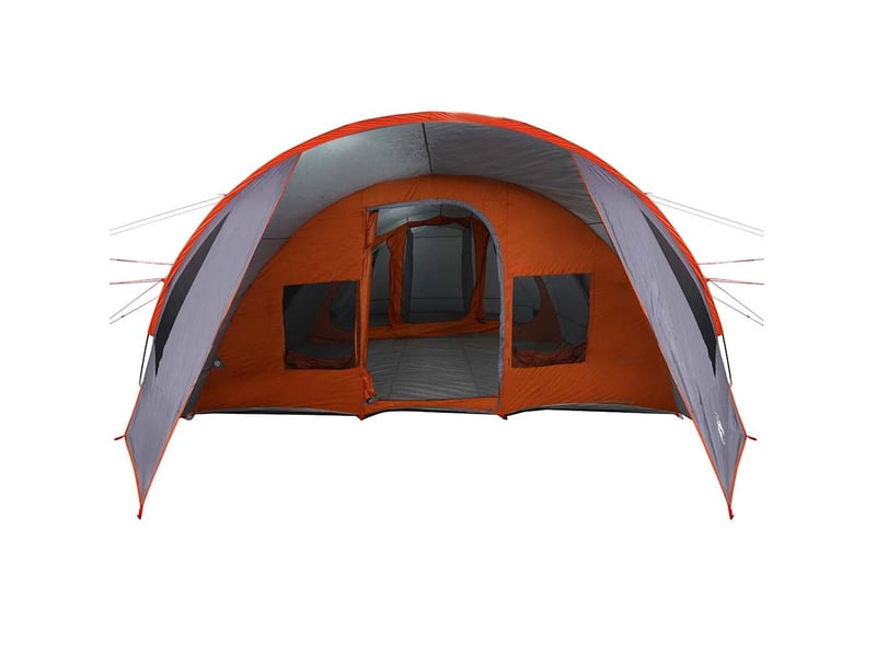  Tente tunnel, tente de camping 6-persoons 6 personne gris et orange shl49299  - Conforama E