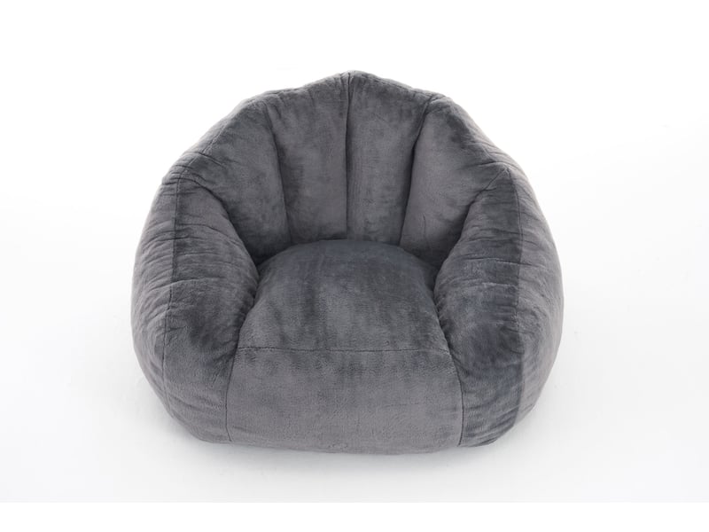Fauteuil poire adulte gris clair en polyester effet fausse fourrure - Conforama A