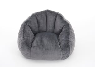 Fauteuil poire adulte gris clair en polyester effet fausse fourrure