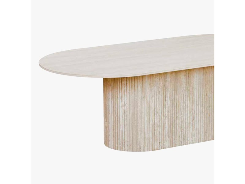  Table basse ovale en céramique beige 120 cm  - Conforama C