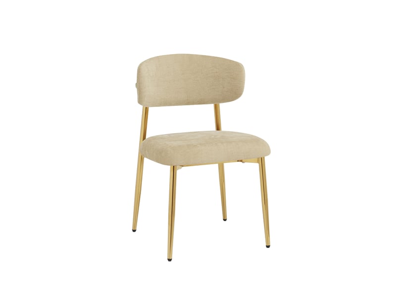  Lot de 4 chaises de salle à manger 51x50x81 cm rembourrées marron et doré  - Conforama D