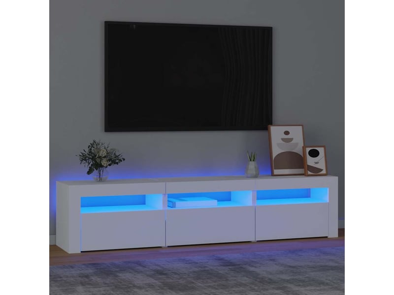 Meuble tv - banc tv - meuble de rangement avec lumières led blanc 180x35x40 cm - Conforama B