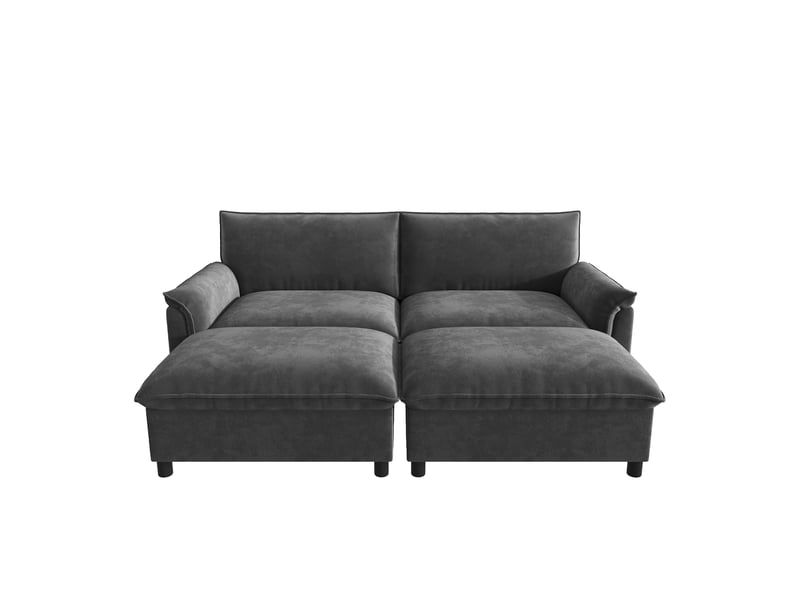Canapé d'angle, canapé modulable, gris, repose-pieds, style cloud, mobilier pour espace de vie, pour salon - Conforama B