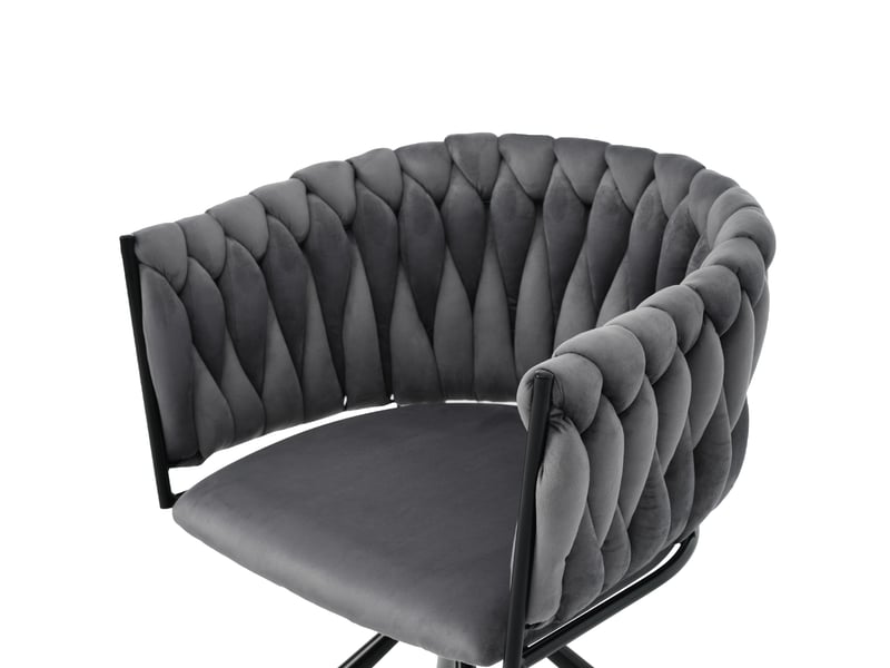 Lot 2 chaises salle à manger velours gris pivotantes, pieds métal, style contemporain  - Conforama E