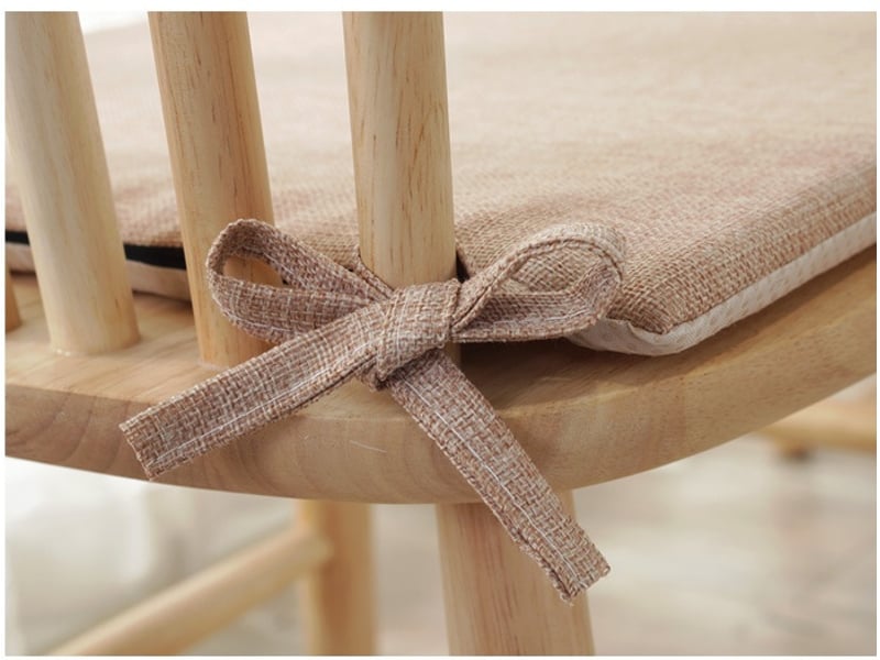  Lot de 4 coussins de chaise avec rubans – 40x40 cm, kaki  - Conforama D