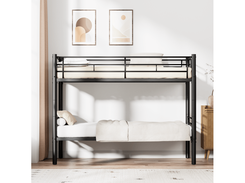  Lit superposé enfant séparable en 2 lits simples 90x190 cm noir evryae  - Conforama D