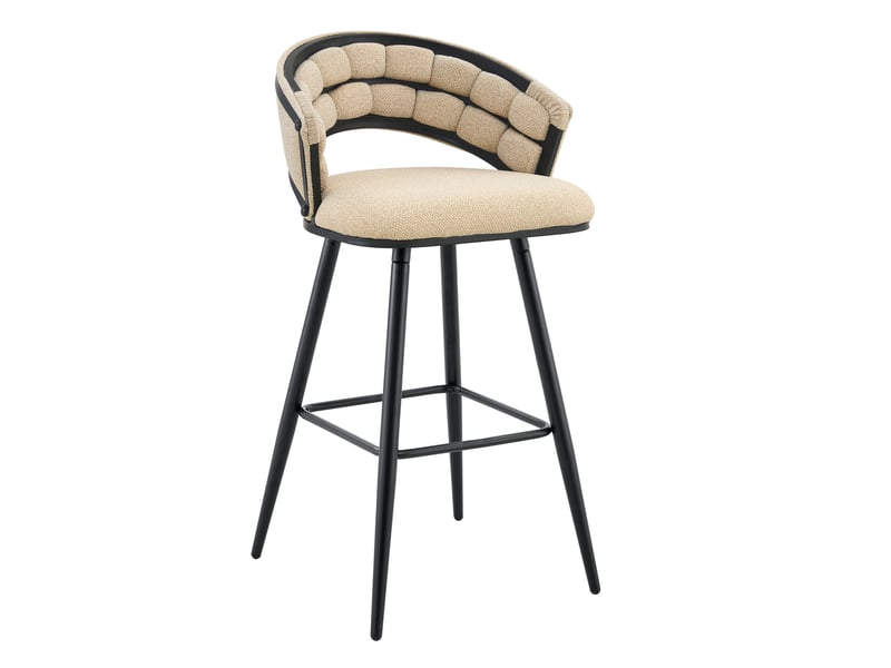  Lot de 4 tabourets de bar,56x50,5x98,5 cm,velours et métal noir,beige  - Conforama A