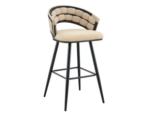 Lot de 4 tabourets de bar,56x50,5x98,5 cm,velours et métal noir,beige