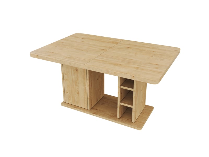  Table à manger extensible, chêne, 140180 × 80 cm, 6-8 personnes, avec rangement, plateau épais, style scandinave  - Conforama D