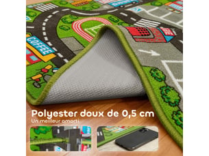 Tapis de jeu pour bébé, tapis de sol antidérapant, 200 x 150 cm, motif de route de la ville, multicolore