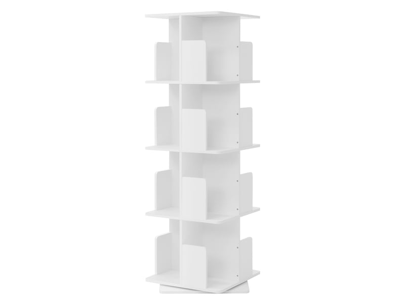 Ml-design bibliothèque tournante enfant 4 niveaux 16 compartiments blanc mat 40x124,5x40 cm étagère pivotante 360 degrés rangement livres et jouets pour salon bureau chambre bébé stable gain de place  - Conforama A