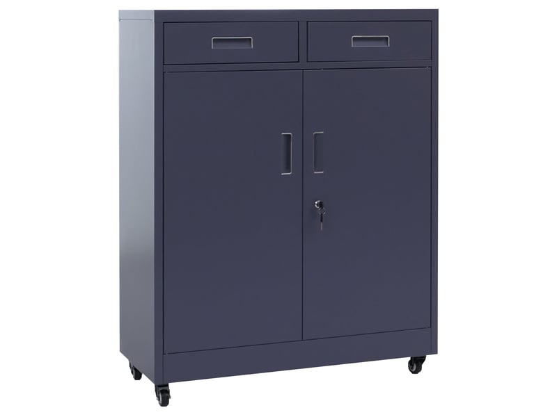  Armoire de rangement en métal avec roulettes pratiques pour bureau 116 x 90 x 40 cm en acier gris foncé 04_0008878  - Conforama C