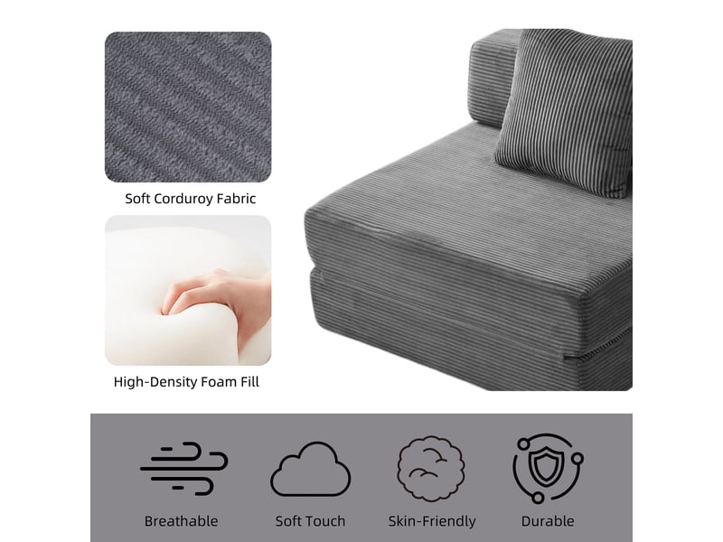  Canapé convertible, canapé-lit, 1 place, en velours tricoté, gris foncé, pour salon, mobilier pour espace de vie, chambre  - Conforama D