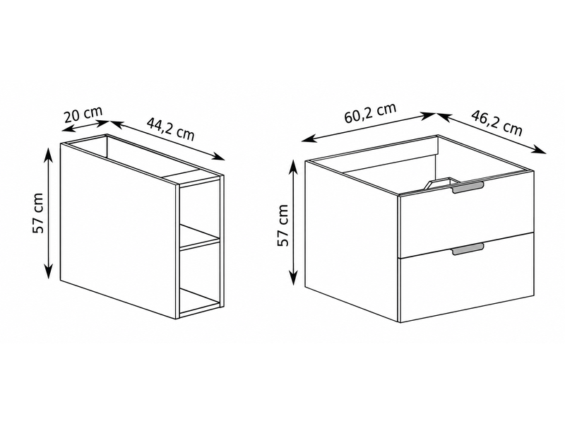  Meuble sous vasque suspendu avec étagère luna effet chêne hikora 80 cm  - Conforama C