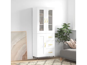 Buffet haut - bahut - meuble de rangement blanc 69,5x34x180 cm bois d'ingénierie