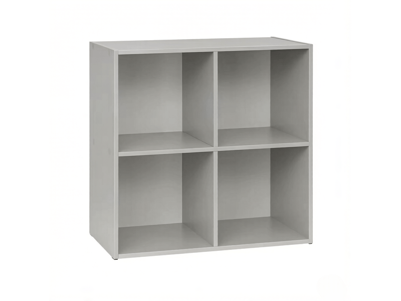  Bibliothèque 4 niches ouvertes style nordique avec fixation murale pour salon bureau en bois gris 59,6 × 59,8 × 29 cm  - Conforama A
