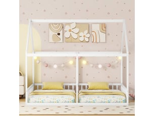 Lit cabane 90x200 cm OKWISH coloris blanc