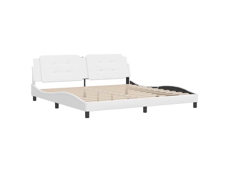 Lit double- lit adulte - cadre de lit sans matelas zadar blanc 200x200 cm similicuir - Conforama B