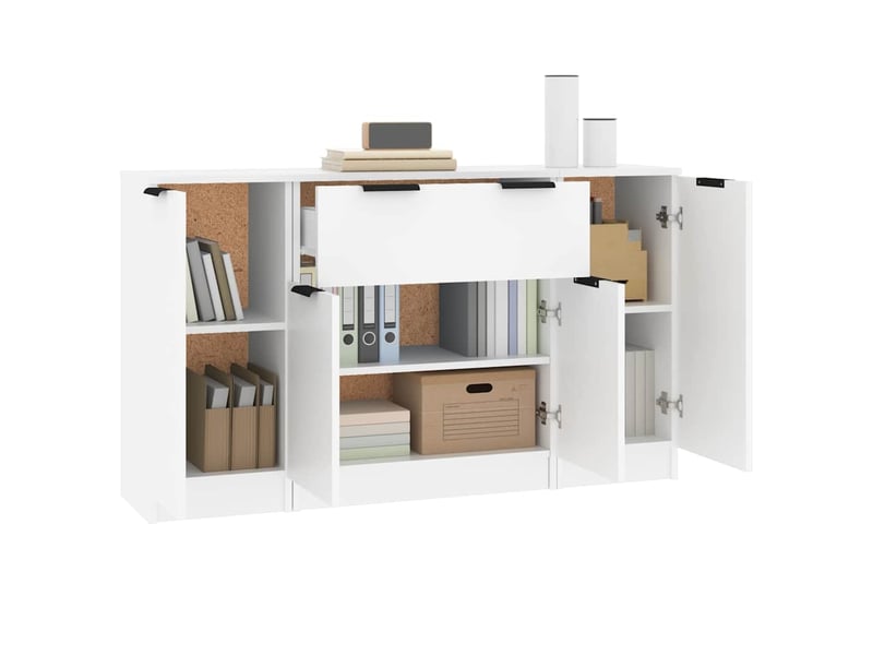  Buffets 3 pcs - bahut - meuble de rangement blanc bois d'ingénierie  - Conforama D