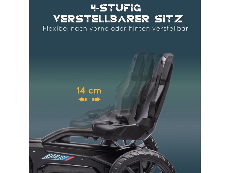  Kart à pédales enfant 100x58x58,5 cm siège réglable noir  - Conforama C