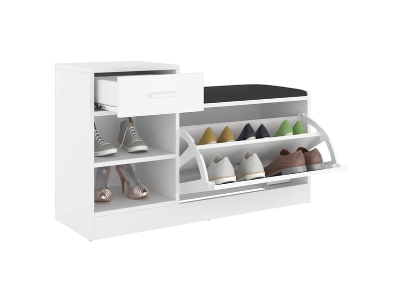  Banc à chaussures, meuble à chaussures blanc 94,5x31x57 cm bois d'ingénierie  - Conforama C
