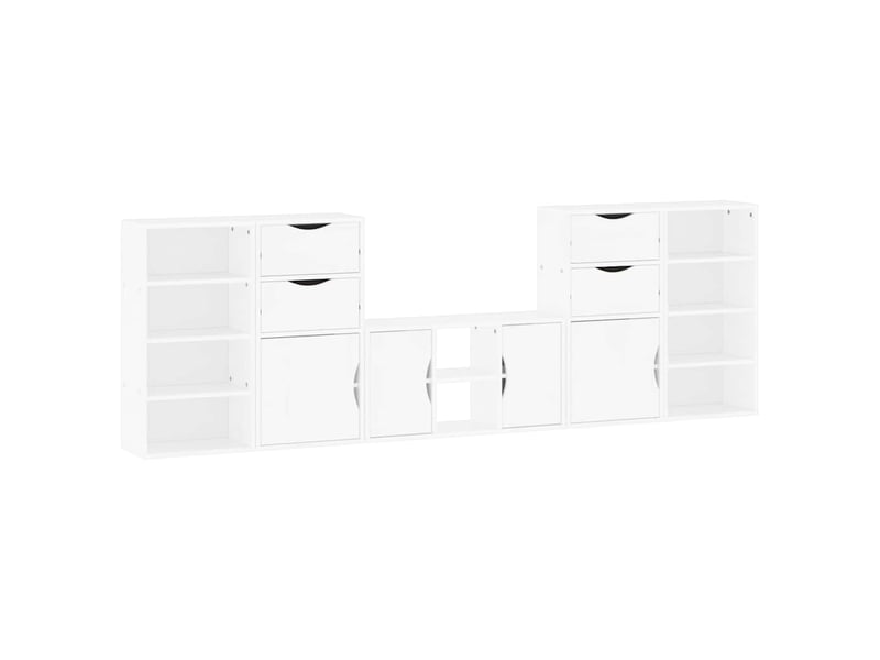  Lot de 5 meubles tv modulaires avec rangement 79 x 24 x 40 cm stable ambiance rustique en bois blanc 02_0055977  - Conforama A