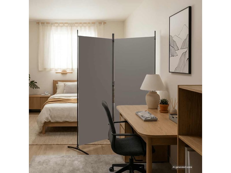  Paravent | cloison de séparation 2 panneaux anthracite 175x180 cm tissu  - Conforama B