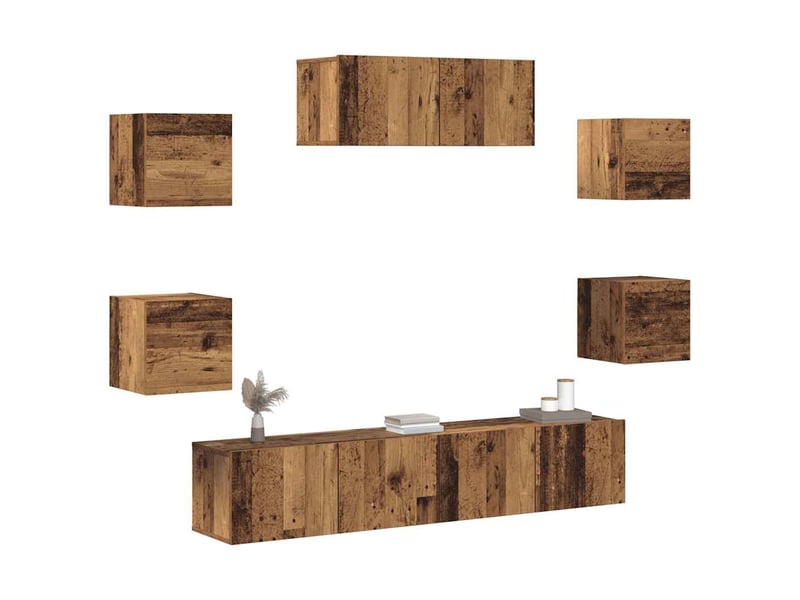  Ensemble de meuble tv - banc tv - meuble de rangement mural 5 pcs vieux bois  - Conforama D