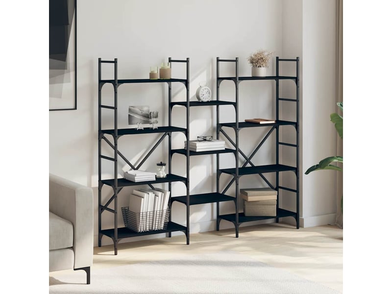  Bibliothèque, meuble de rangement salon noir 160x28,5x136,5 cm bois d'ingénierie  - Conforama C