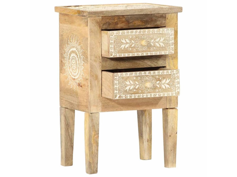 Table de chevet - cabinet de chevet - table de nuit peinte à la main 40x30x60 cm bois de manguier - Conforama A