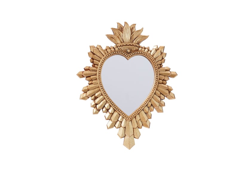  Miroir suspendu en forme de cœur en résine dorée – miroir sculpté de style européen – décoration bohème pour salon ou bureau – 20 x 16 cm  - Conforama A