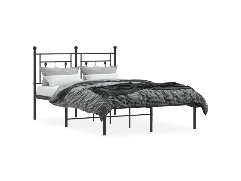  Lit double- lit adulte -  cadre de lit métal sans matelas avec tête de lit noir 120x200cm  - Conforama B