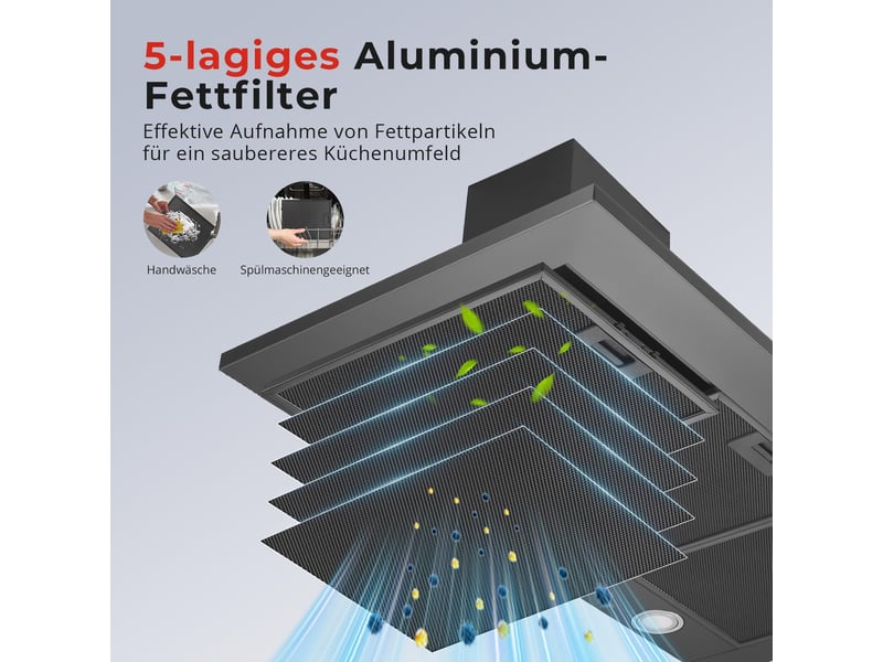  Hotte aspirante murale 90 cm, évacuation et recyclage, débit d’air 450 m³h, 3 vitesses, éclairage led, finition inox argentée  - Conforama R