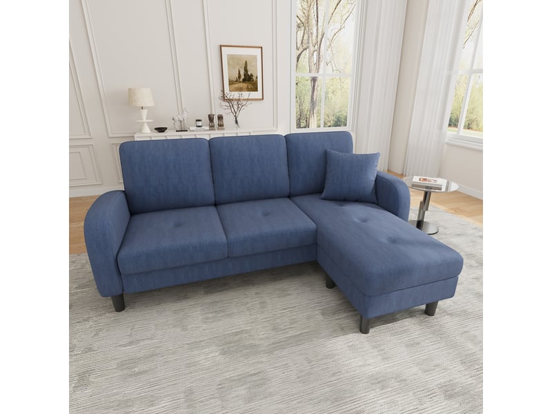  Canapé d'angle modulable avec méridienne 166 x 118 x 77 cm - canapé 3 places compact en velours côtelé  - Conforama W