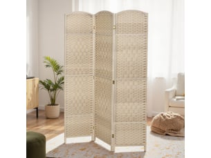 Paravent intérieur en bois 3 panneaux séparateur de pièce pliable pour salon chambre chêne 135 x 180 cm