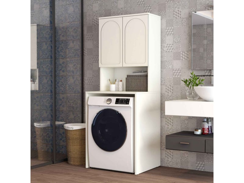  Meuble pour machine à laver 2 portes lyon crème  - Conforama D
