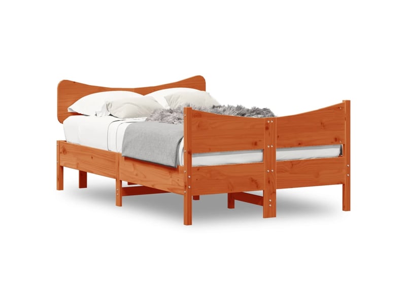  Lit double- lit adulte -  cadre de lit sans matelas  marron 120x190cm bois pin massif  - Conforama A